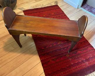 Antique Wooden Bench and Hand Made Rug