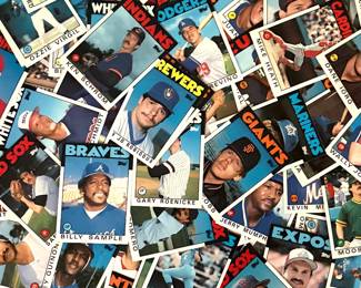 A huge collection of vintage Major League Baseball cards from the late 1980s.