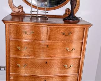 Vintage wood chest with mirror