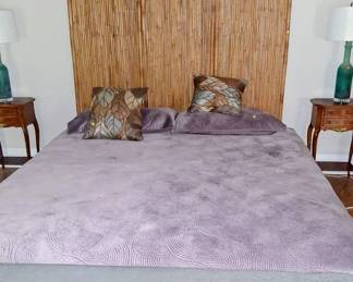 Bamboo screen, headboard, and bed