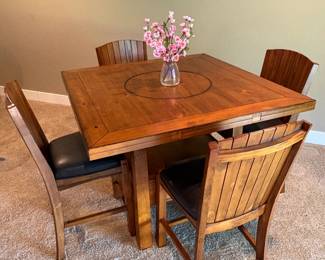 Counter top table with 4 chairs, lazy-susan feature in the middle