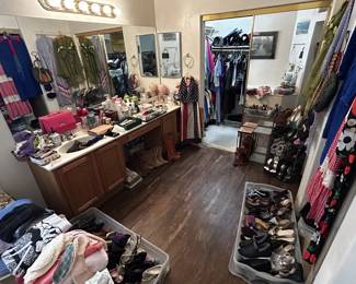 Clothes, shoes, towels, purses