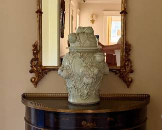 Gilt Mirror & Theodore Alexander Demilune