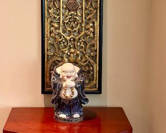 Pair of Art Pieces & Two Drawer Side Table
