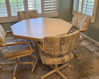 Kitchen table with leaf $100. Dimensions-- 41 1/2 inches × 41 1/2 inches and 30 inches tall -- leaf-- 18 inches wide and 41 1/2 long
