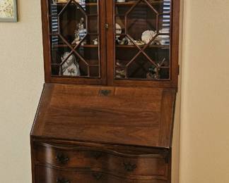 Antique Secretary $ 160-- Dimensions-- 16 inches deep, 20 1/2 inches wide and 76 inches tall. ( does not include items inside )