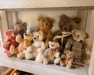 Steiff stuffed toys of many sized and varieties