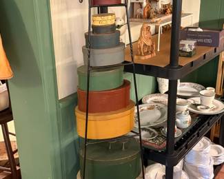 Large grouping of oval wooden Shaker boxes