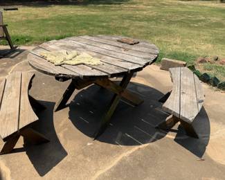 patio table with benches