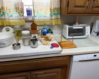 toaster oven, nesting bowls, kitchen