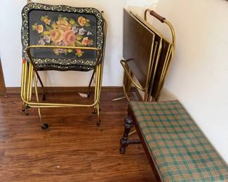 TV trays, bench