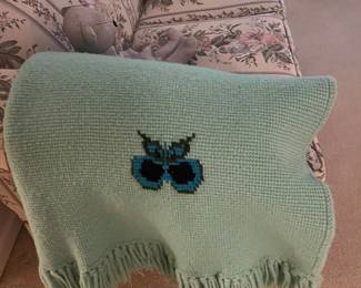 Vintage crocheted butterfly throw 