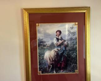 Girl with lamb print 