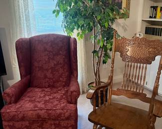 Nice oak rocker, wingback chair