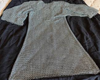 aluminum chainmail tunic or hauberk, commonly used for medieval and Renaissance costumes, LARP, or cosplay