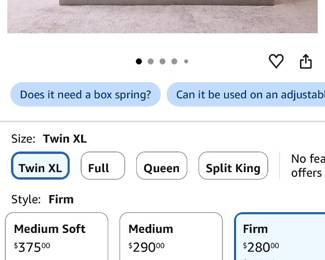 Comps on Renanim 12” twin xl mattress new in box