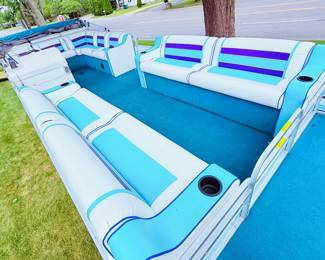 1998 Playbouy Pontoon Boat 24’ with galvanized steel trailer