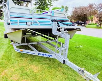1998 Playbouy Pontoon Boat 24’ with galvanized steel trailer