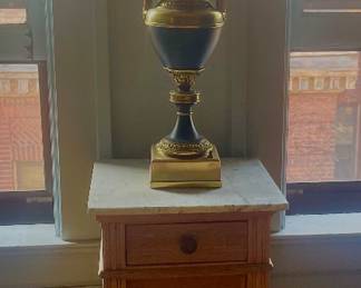 Small side table, lamp