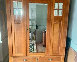 Unique oak wardrobe closet.