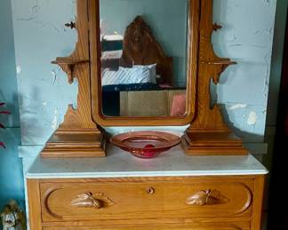Marble top dresser with mirror