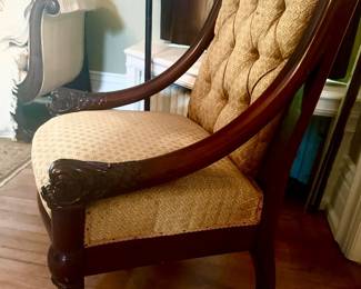Nicely upholstered mahogany chair.