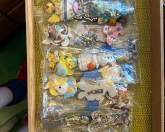 bags of cute easter pins, pin, brooches