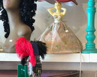 Doll Lamp, Wigs, feathers