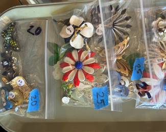 Bags of 60s enamel brooches, and other brooches