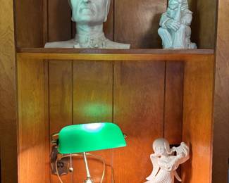 Dante Aligheiri sculpture.  Lamp from Oval Office.