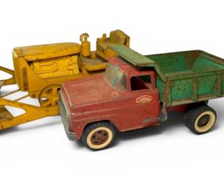 Vintage Pressed Steel Tonka Dump Truck Caterpillar Bulldozer