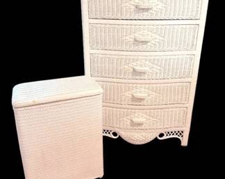 White Wicker 5Drawer Dresser Hamper