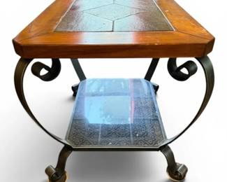 Oak Wood Tile End Table