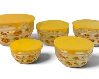 Sunflower Glass Food Storage Bowls W Lids