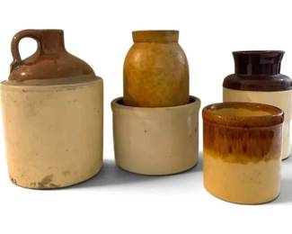 Five Antique Stoneware Crocks