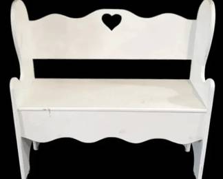 Vintage White Wooden Heart Bench