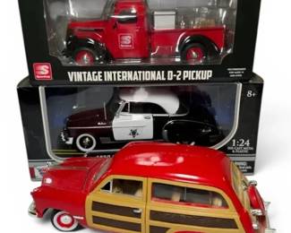Diecast Metal Cars Speedway Pickup, Motor Max Chevy, Ford Woody Wagon