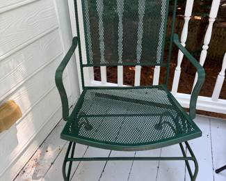 Pair Metal rocker green outside chair