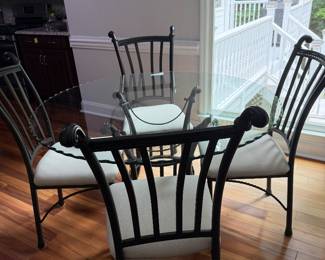 Glass scalloped kitchen table and 4 chairs
