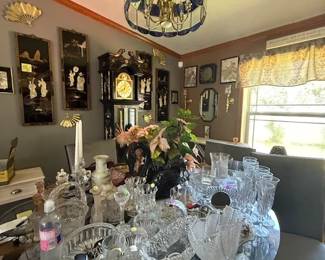 tons of crystal glassware