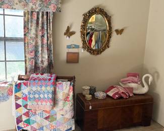 Lane Cedar Chest, Quilts, Heart quilt rack is not for sale, but we do have one at our next sale July 30th-Aug 1st!