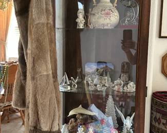 swarofski and other collectibles and cabinet