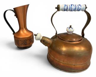 Vintage copper Kettle and pitcher