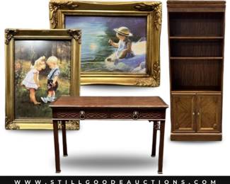 Limoges, rugs, oil paintings, holiday items, plants, Legos, 14k gold jewelry, Ugg boots, teapots, military collectibles, coins, garden decor, Val St. Lambert, artwork, costume jewelry, design books, knives, Waterford, Stella and Dot, Swatch watch, cutco knives, kitchenware, holiday decorations, Thomas Kinkade, Dale Terbush artwork, stained glass, Coach, Egyptian decor, and much more!