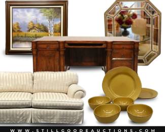 Blue willow, kitchenaid stand mixer, Council Craftsman furniture, Henkel Harris furniture, Legos, Samsung refrigerator, Arthur Court, flatware sets, peacock fireplace screen, Beanie Babies, Ethan Allen, pig collection, hammock, Dr Seuss, toys, library stairs, leather horse saddle, and much more!