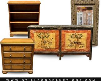 Sterling silver, jewelry, cut crystal, glassware, antiques, furniture, vintage furniture, willow tree, designer bags, Royal Albert Old Country Roses, artwork, designer handbags, vintage typewriter, Ron Lee figurines, Brighton jewelry, Magic the Gathering cards, trinket boxes, and much more!