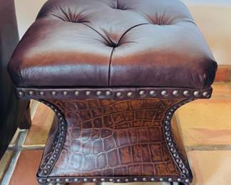 Leather cloth foot Ottomans by Thomasville