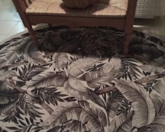 Beautiful rug, bench and fun pumpkin