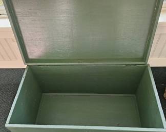 Vintage Green Wooden Storage Box second image