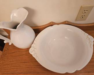 White Ceramic Pitcher and Bowl Set second image